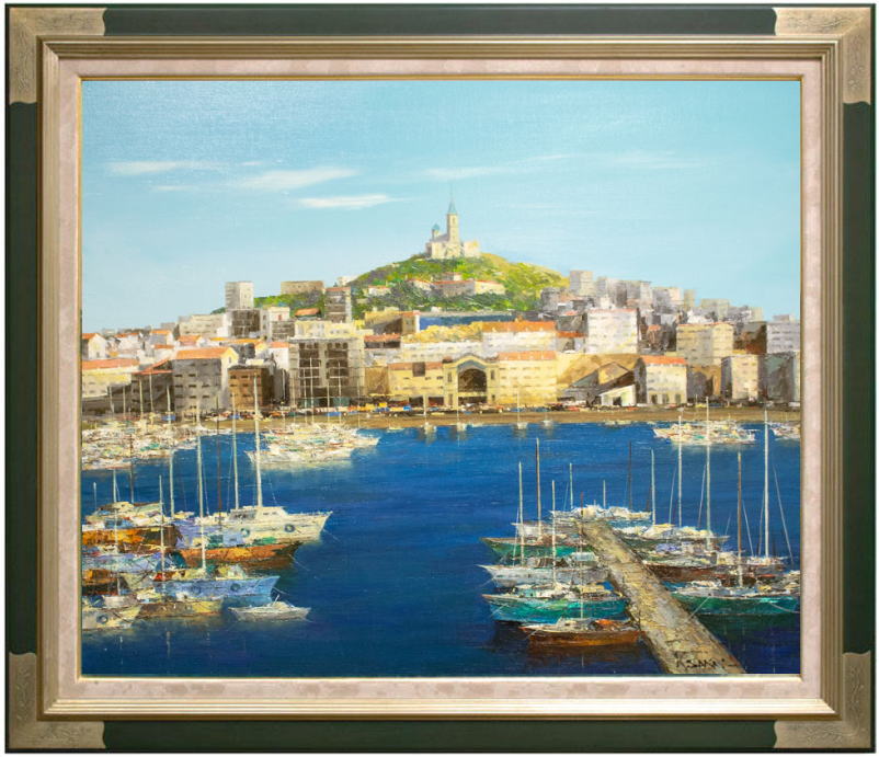 酒井健吉 油彩画 スイス ルッツェルン湖 F20号 風景画 額装 日美 酒井健吉 油彩画 スイス ルッツェルン湖 F20号 風景画 額装 日美