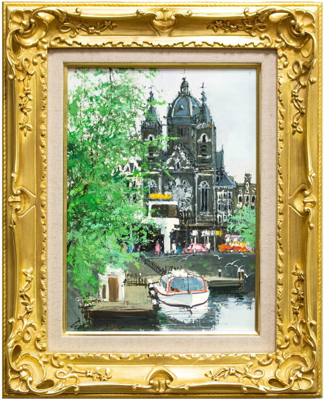 楽天市場】辻 京子『初夏の梓川と河童橋』油絵・油彩画 F10(10号