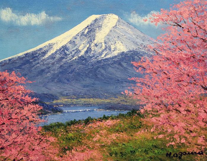 楽天市場 小川久雄 岩殿山からの富士桜 油絵 油彩画 ｆ６ ６号 内田画廊