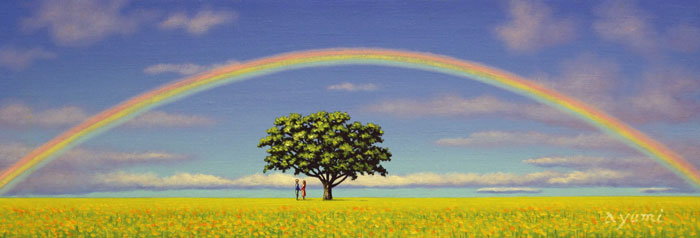 スワンあゆみ 虹の生息背景 油絵 油図絵画 ダブルサムホール Odeftg Com