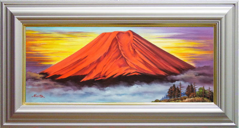 ☆赤富士☆ 渡部ひでき 作 油絵 カシミヤ手袋 楽天市場】渡部ひでき 「 富士山 」( 赤富士 ) 油絵 ・ 油彩画 F10