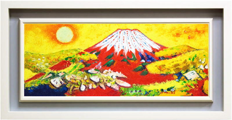 松浦莫章 (F8) 逆光の忍野より見た富士山「真作」油彩1979年制　忍野の残雪 富士山 - Gallery Gen-so-ka