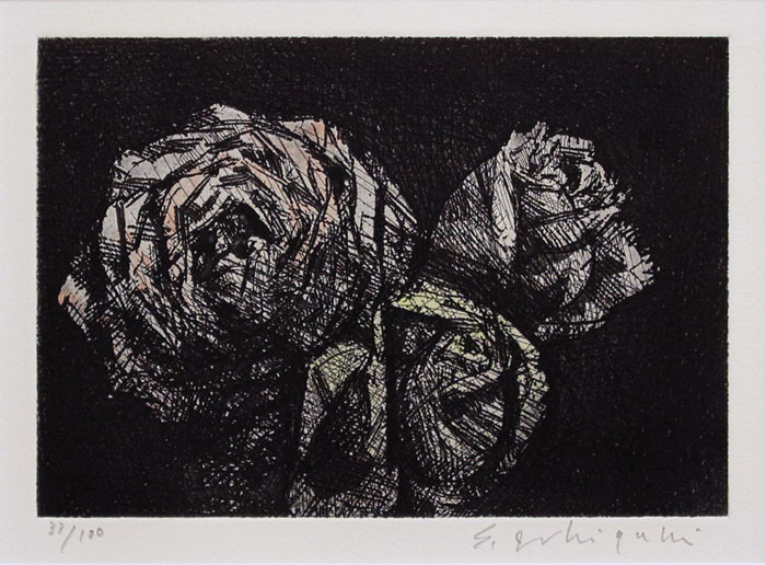 本物保証 石垣定哉 薔薇 エッチング 銅版画 Fucoa Cl