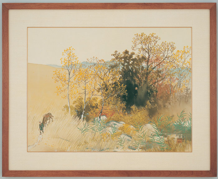 楽天市場】川合玉堂 「 高原深秋 」 彩美版 シルクスクリーン併用 掛軸