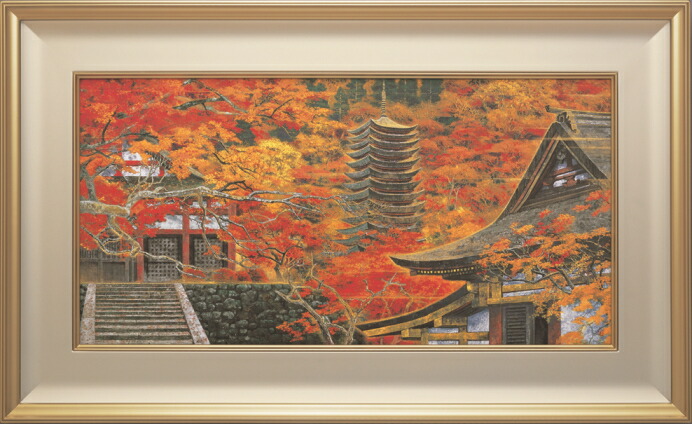 後藤純男、【庭園の新雪】、希少な額装用画集画、新品高級額 額装付 後藤純男、【庭園の新雪】、希少な額装用画集画、新品高級額 額装付
