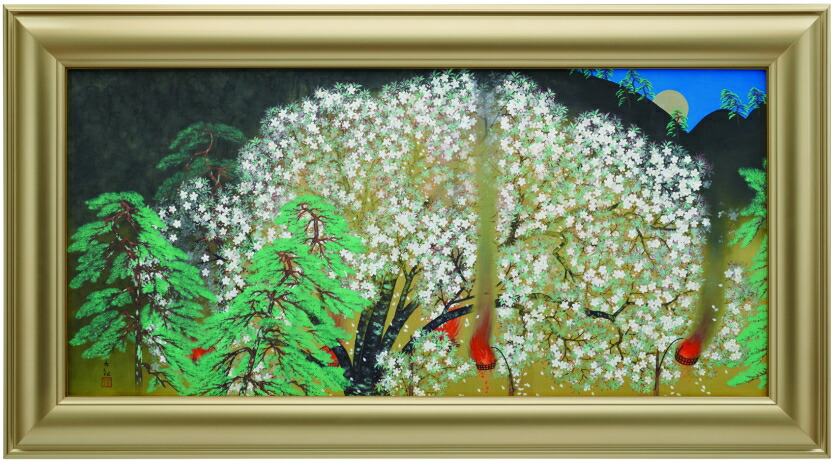 絵画【夜桜】 日本画 金縁額装済み 絵画【夜桜】 日本画 金縁額装済み 楽天市場】横山大観 絵画