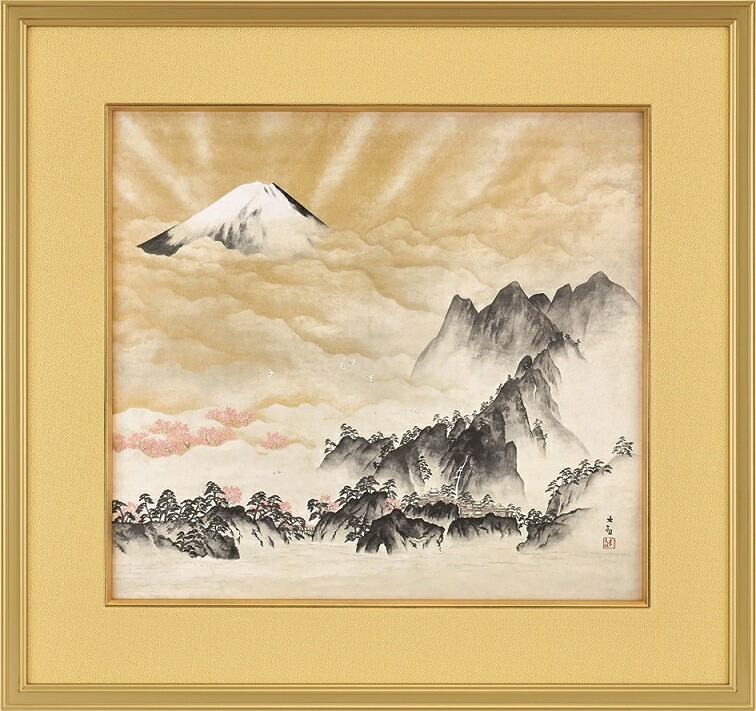楽天市場】横山大観 『 正気放光 』 巧藝画 金泥 手彩色 軸装