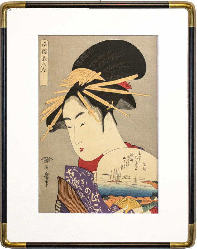 昭和レトロ 浮世絵 歌麿 芸妓 女性 木版画 日本画 複製画 絵画 額縁 額装 昭和レトロ 浮世絵 歌麿 芸妓 女性 木版画 日本画 複製画 絵画