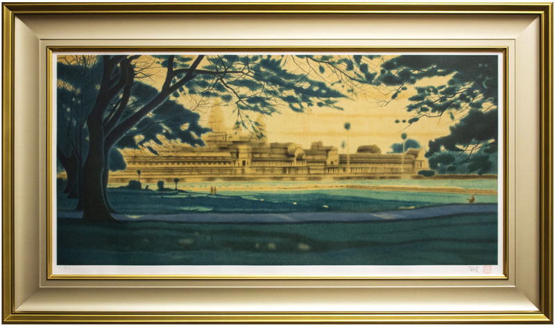 工芸画　額装　平山郁夫画「浄瑠璃寺」　院展創立90年記念　院展代表作家六撰 平山郁夫画 色紙絵「浄瑠璃寺」院展創立90周年記念 - メルカリ