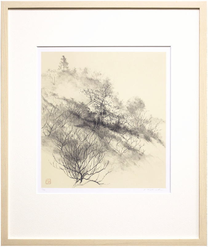 田渕俊夫、【旅の窓から夕彩】、希少な額装用画集より、新品額装付