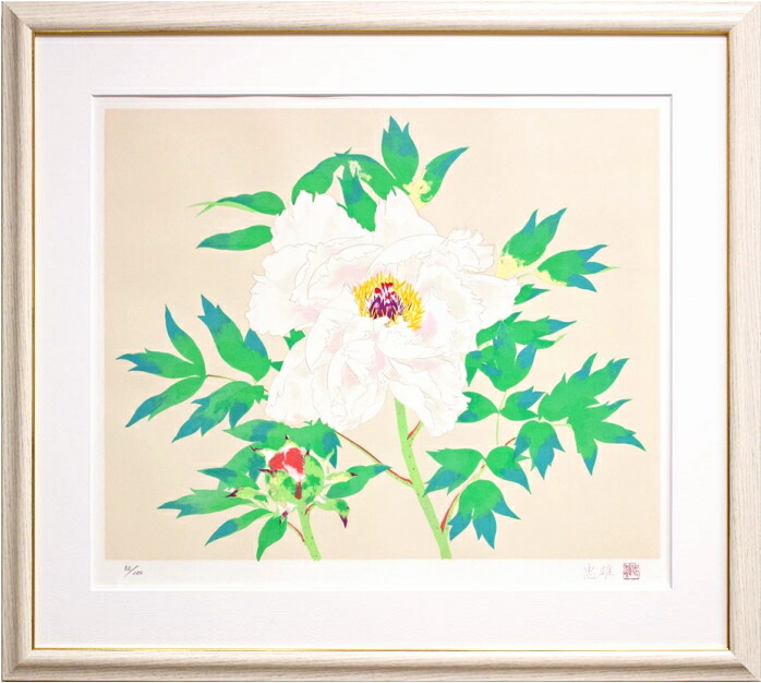 楽天市場】太田龍一「 椿 」 日本画 色紙絵 ( 高級額縁入り