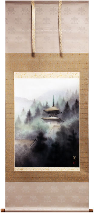 楽天市場】【中古】佐藤隆良『法隆寺』掛軸（尺八横） : 内田画廊