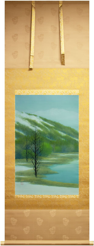 楽天市場】浜田三郎 「 塔のある風景 」 掛軸 ( 尺八横 )【中古