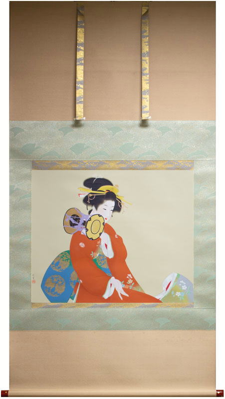 楽天市場】浜田三郎 「 塔のある風景 」 掛軸 ( 尺八横 )【中古