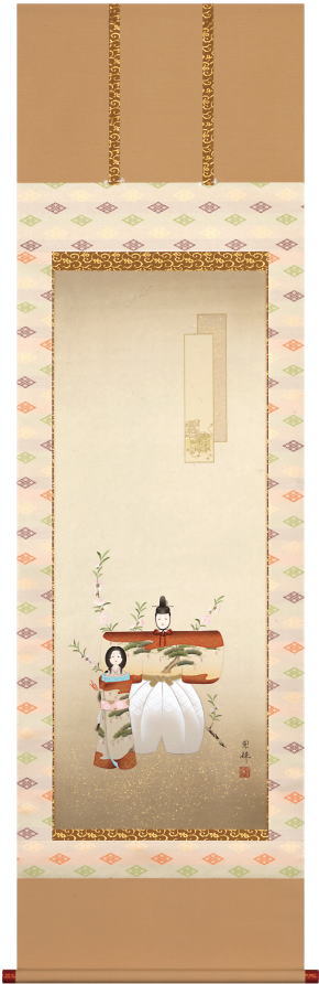 楽天市場】石神直堂「 立雛 」掛軸 尺八横 : 内田画廊