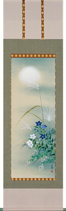 掛け軸/秋の風景/筏 楽天市場】木下秋月 「 高砂 」 掛軸 ( 九寸立 ) : 内田画廊