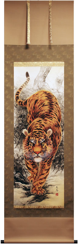 【真作】日本画 松原寿石 猛虎図 絹本 掛け軸 大正7年岐阜 MA839 真作】日本画 松原寿石 猛虎図 絹本 掛け軸 大正7年岐阜 MA839 真作