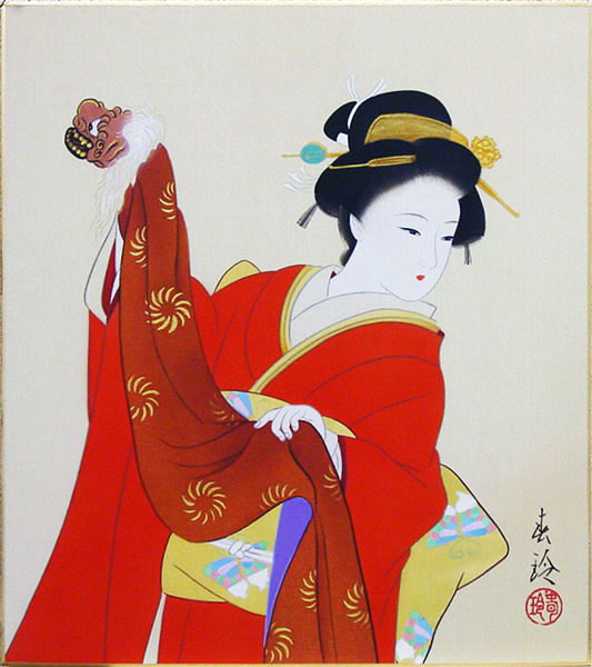 楽天市場】大野龍渓 「 羽衣 」 色紙絵 : 内田画廊