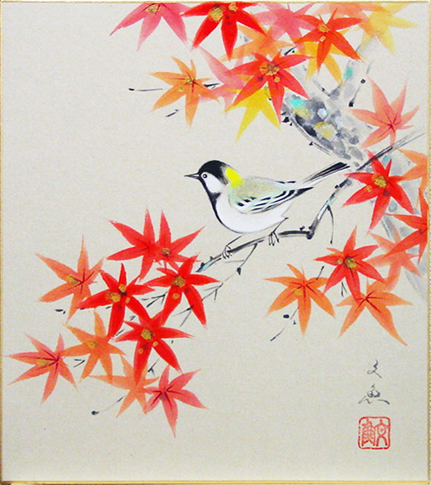 楽天市場】中谷文魚「 紅葉 」 日本画 額装 四つ切サイズ : 内田画廊