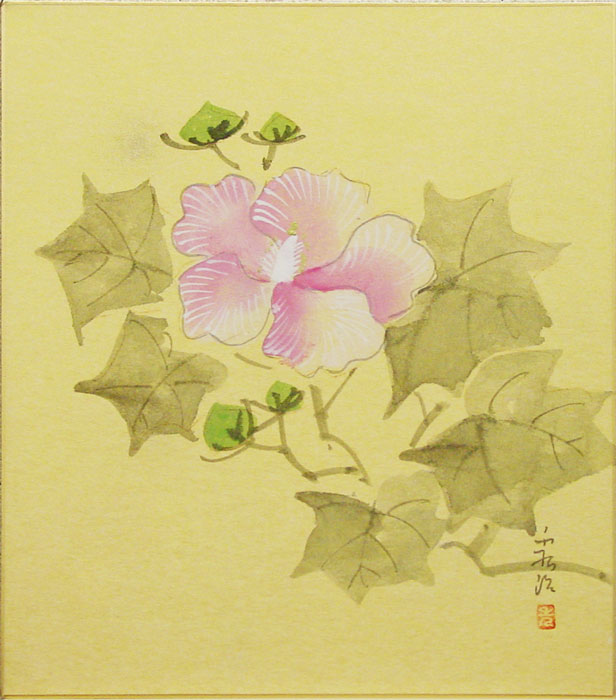 【本物の油彩画】「アイスランドポピー」森秀雄（SM）額縁付 本物の油彩画】「アイスランドポピー」森秀雄（SM）額縁付