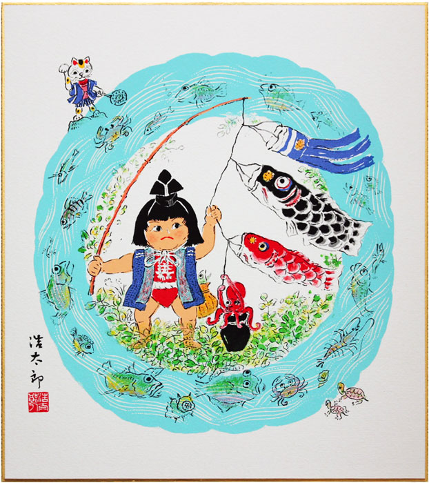 楽天市場】磯田又一郎 「踊り娘」 日本画色紙 : 小野画廊