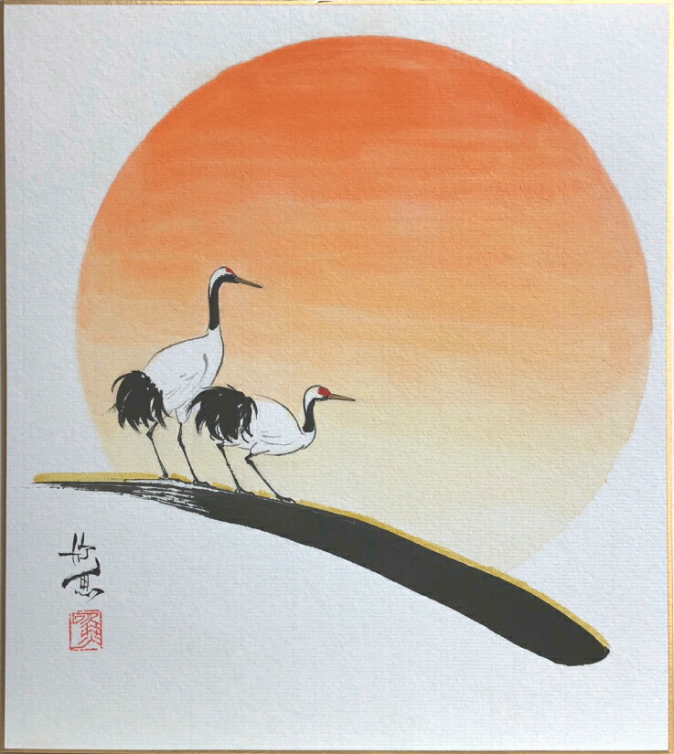 楽天市場】西村欣魚「梅に雀」色紙絵 : 内田画廊