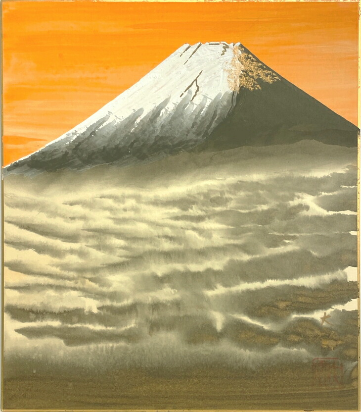 楽天市場】青柳大雲 「 赤富士 」 日本画 F6 ( 6号 ) : 内田画廊