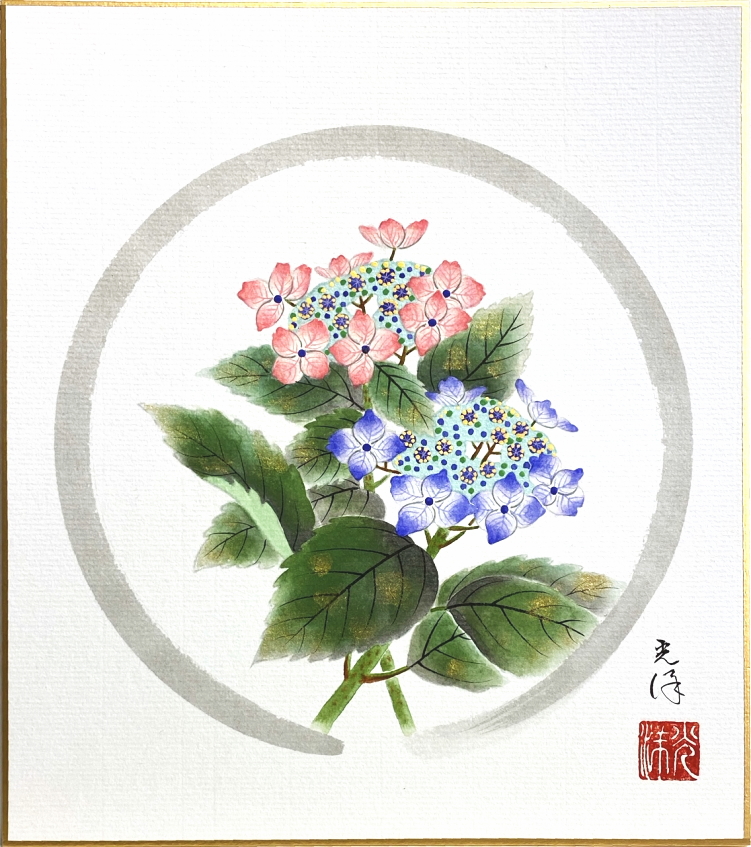 楽天市場】中村 凌「 紫陽花 」 色紙絵 : 内田画廊