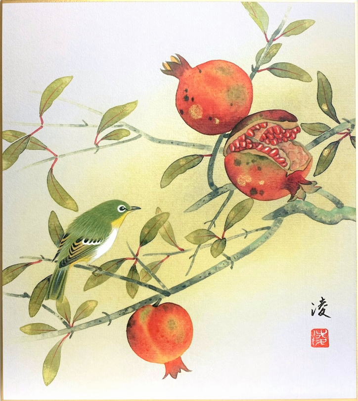 楽天市場】佐藤浩二 「 梅に鶯 」 色紙絵 : 内田画廊