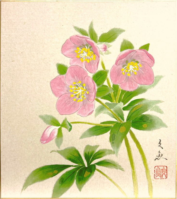 画家haru☆油彩画☆クリスマスローズ☆特寸450×350ミリ★肉筆画☆ 画家haru☆油彩画☆クリスマスローズ☆特寸450×350ミリ☆肉筆画