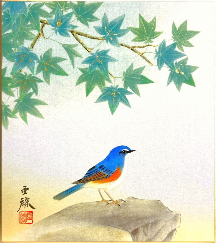 楽天市場】佐藤浩二 「 椿に小禽 」 色紙絵 : 内田画廊