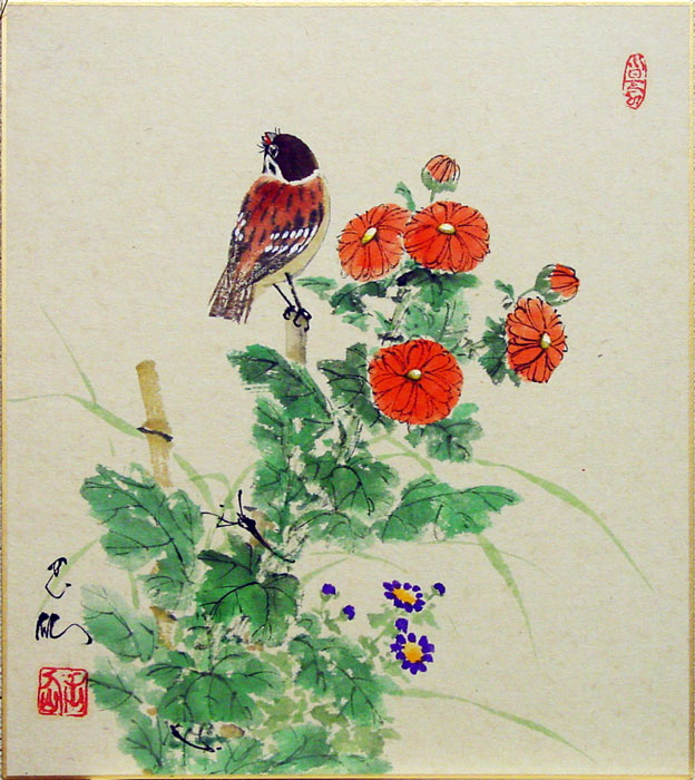 楽天市場】木村亮平『紅葉』(俳画：松尾芭蕉)色紙絵 : 内田画廊