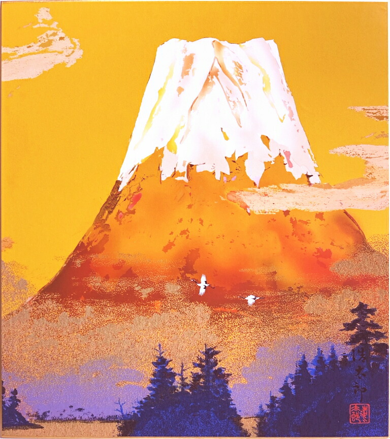 【赤富士】【ネモフィラの丘】肉筆で書いた 絵画 （るーいーママ） 赤富士絵画展」、3月13日まで山口井筒屋で 作者のあいはら友子