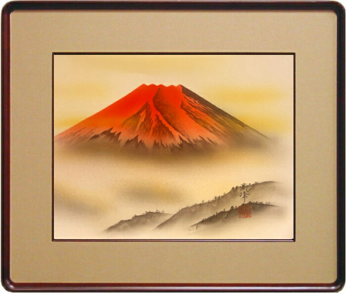 日本画　富士　谷崎　勉 谷崎勉(開運赤富士） | 日本画,岩彩 | ギャラリーアートライフ
