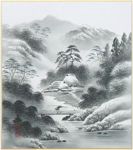 楽天市場】上田邦彦 「 彩色山水 」 色紙絵 : 内田画廊