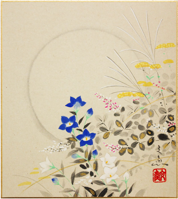 楽天市場】木村亮平『紅葉』(俳画：松尾芭蕉)色紙絵 : 内田画廊