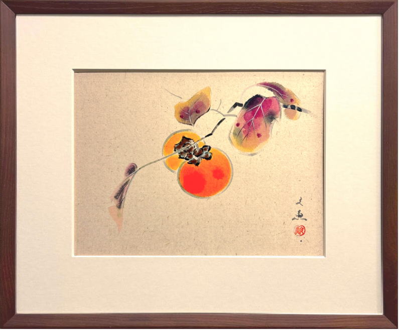 日本画　鶴　額縁付き　未使用 日本画 鶴 額縁付き 未使用 - 絵画