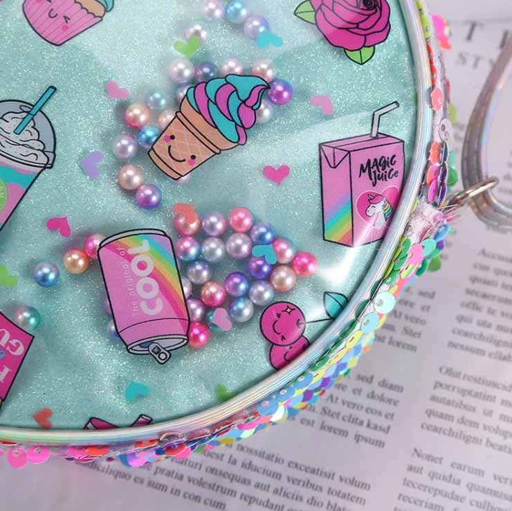 楽天市場 ユニコーン ミニバッグ 子供用 キラキラスパンコールがかわいい ポシェット カバン バック ショルダー こども キッズ ミニ お財布 小物入れ お出かけ 散歩 旅行 ギャレットストア