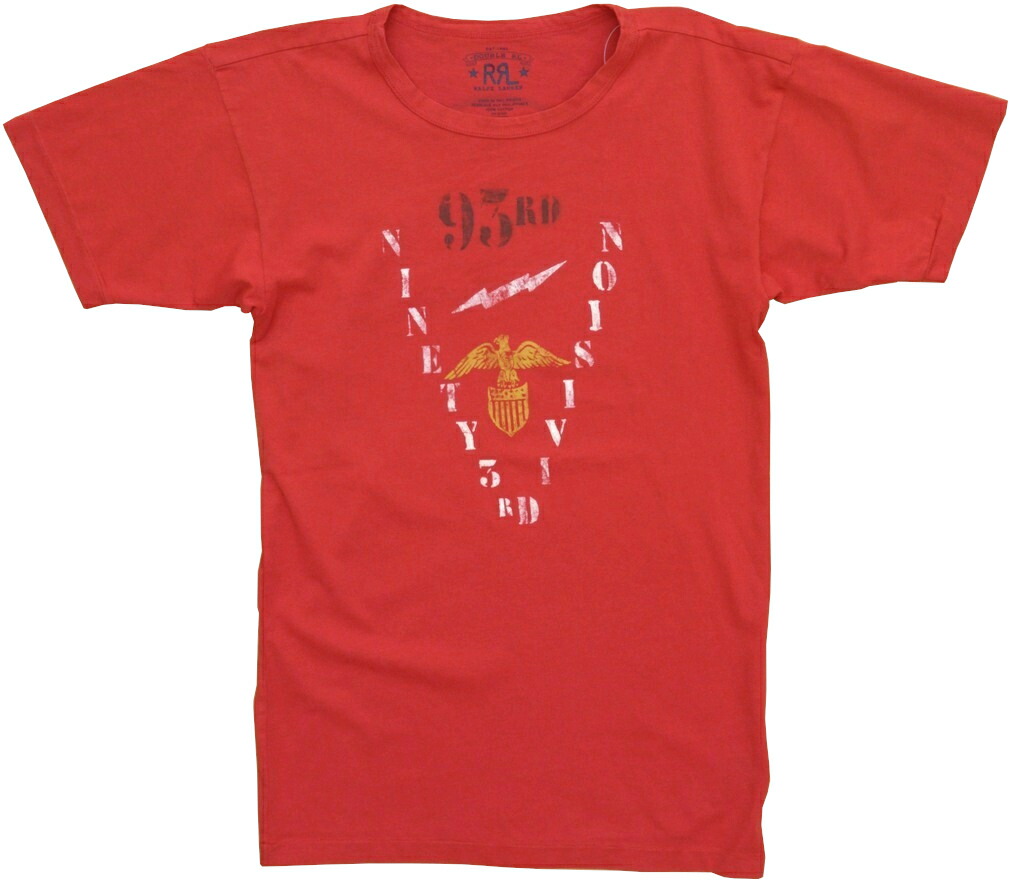 (ダブルアールエル) RRL 綿織物 グラフィック うしろ側刷り上げる ティーシャツ 赤いこと メンズ Cotton Jersey Graphic Tshirt Red