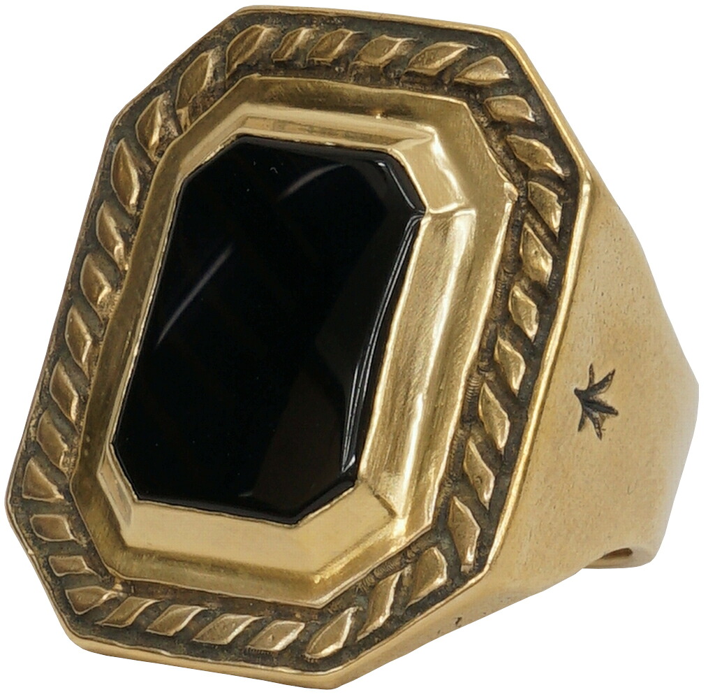 LHN Jewelry(エルエイチエヌ ジュエリー) 米国製 ハンドメイド 40 Knots リング 真鍮 x オニキス メンズ ユニセックス Brass Onyx ring |GARYU