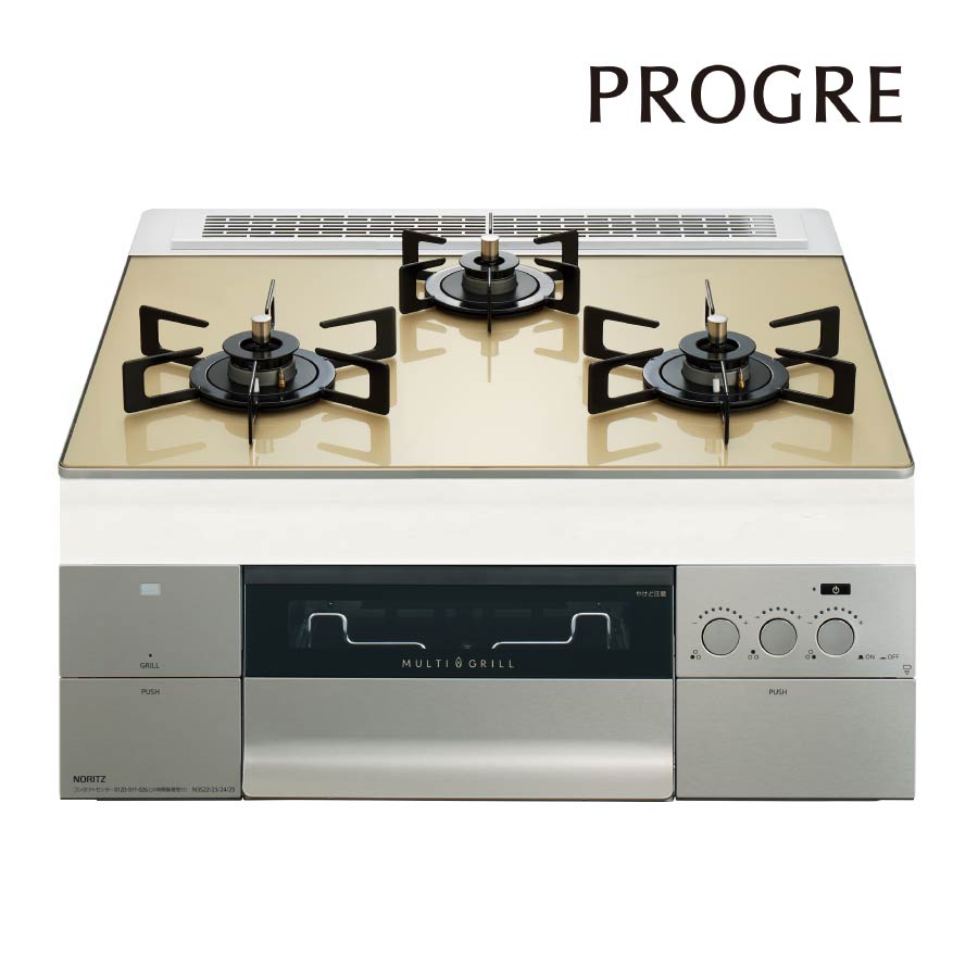 ノーリツ ビルトインコンロ N3S22PWASFSTEC PROGRE 労働者階級グレ 60珊幅 FLAT [3口ガスコンロ 都市屁っ放り プロパン]《送りとどける手合いA》