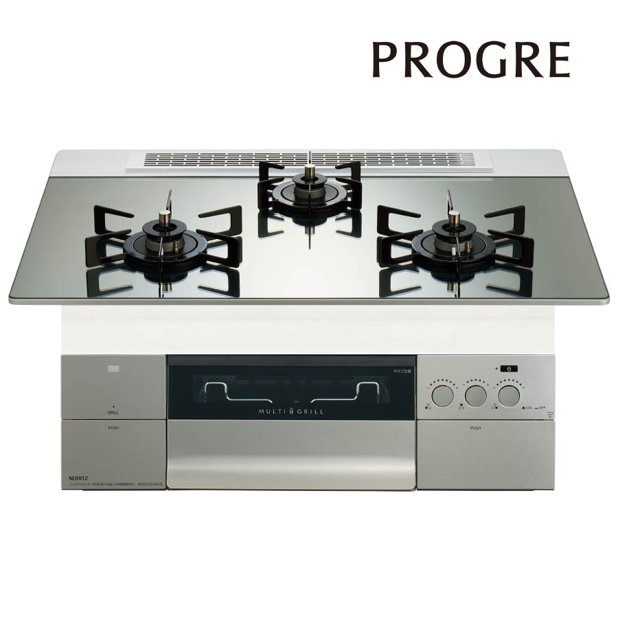ノーリツ ビルトインコンロ N3S23PWASKSTEC PROGRE 労働者階級グレ 75珊幅 FLAT [3口ガスコンロ 都市屁っ放り プロパン]《送りとどける手合いA》