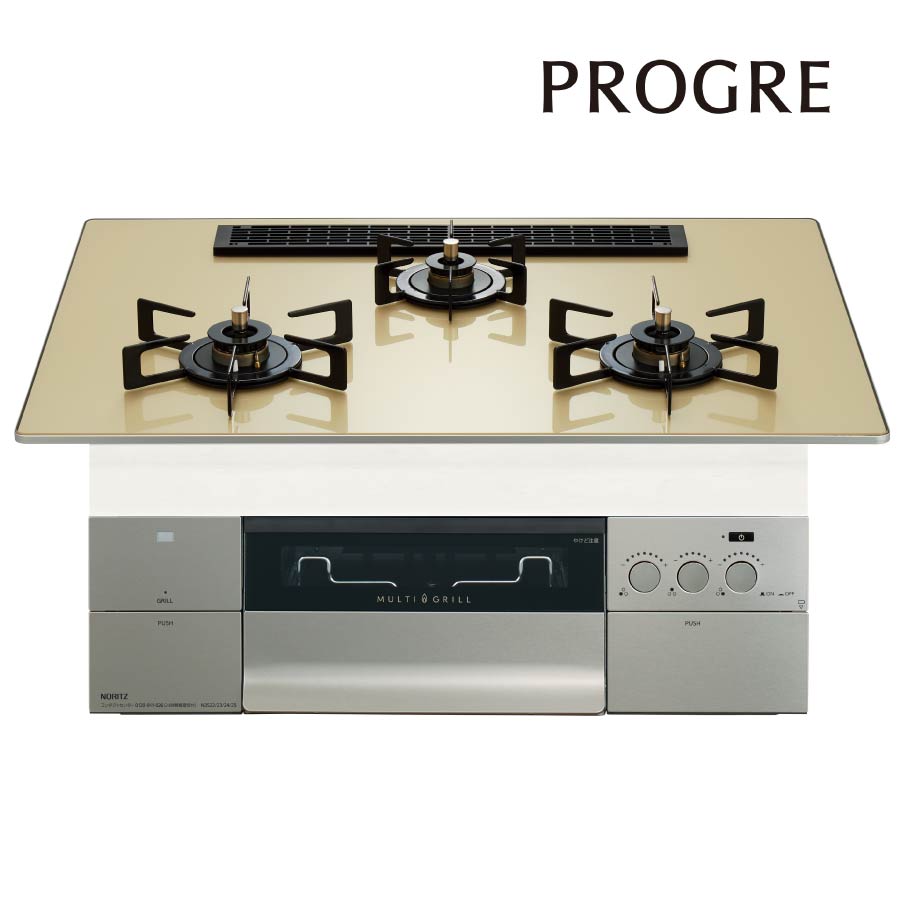 ノーリツ ビルトインコンロ N3S25PWASFSTEC PROGRE 労働者階級グレ 75珊幅 S・FLAT オーヴン繋ぎ合わせる不可 [3口ガスコンロ 都市屁っ放り プロパン]《送りとどける手合いA》