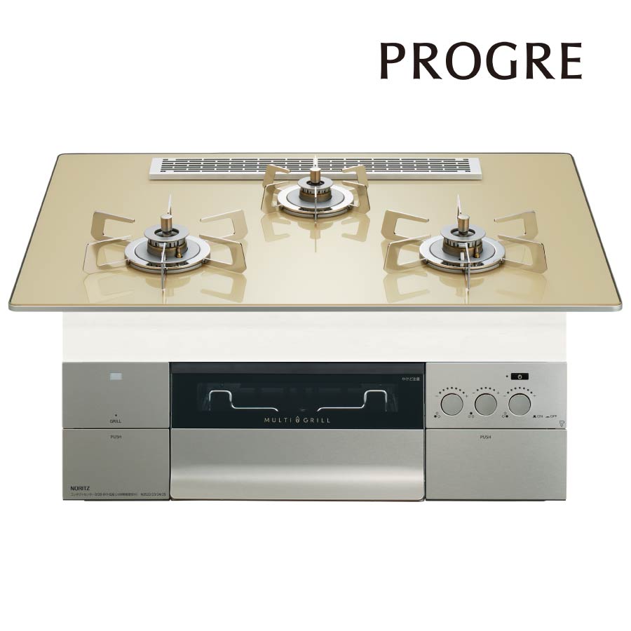 ノーリツ ビルトインコンロ N3S25PWASFSTESC PROGRE 労働者階級グレ 75珊幅 S・FLAT オーヴン繋ぎ合わせる不可 [3口ガスコンロ 都市屁っ放り プロパン]《送りとどける手合いA》
