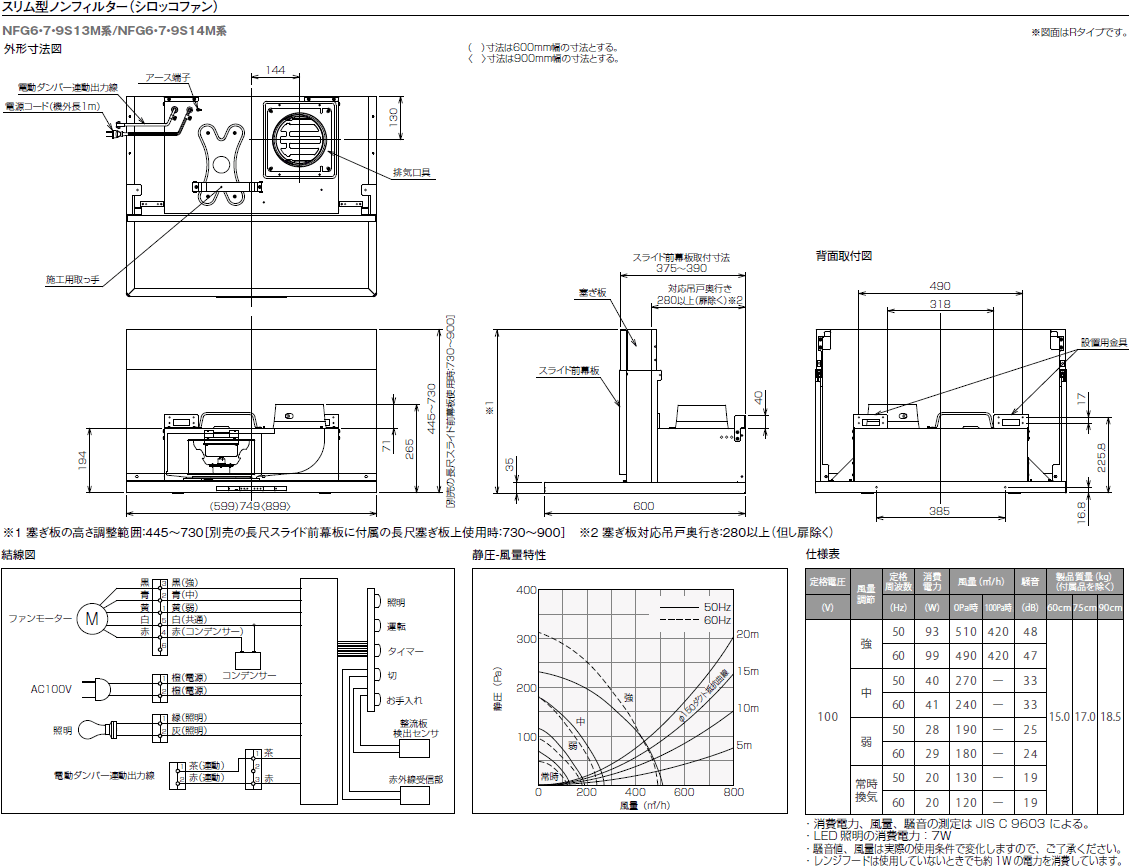 NFG6S20MSI_R] ノーリツ レンジフード 60cm 右排気 シロッコファン