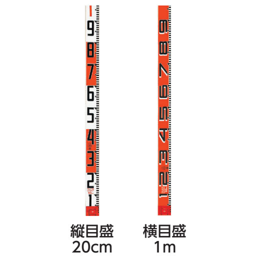 シムロンロッド60（縦目盛・赤白20cm／横目盛・赤白1m） 60mm幅  50m  SYR-50K  TJMデザイン