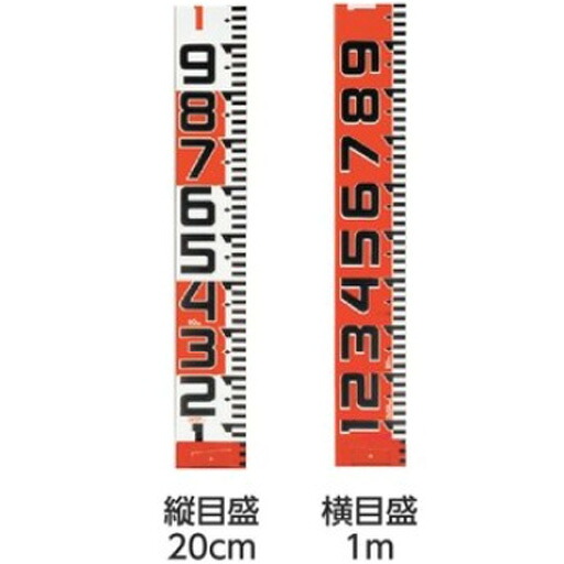 シムロンロッド150（縦目盛・赤白20cm／横目盛・赤白1m） 150mm幅 20m SYR-20TK TJMデザイン｜工事資材通販　ガテンショップ