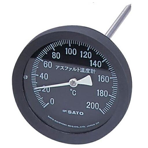 佐藤計量器　アスファルト用温度計　100mmφ／黒　AT-100K　（測定範囲：0～200℃）