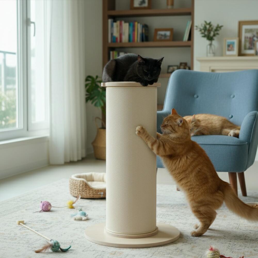 【送料無料】猫用品 爪とぎ ビッグサイズ 高さ83cm キャットタワー ポール 麻縄 縦型 大型猫 360度 安定感