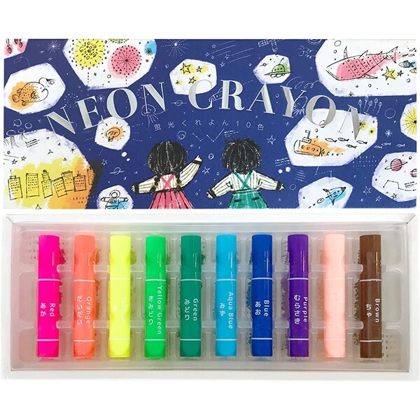 楽天市場】コクヨ 蛍光くれよん 10色 (赤、橙、黄、黄緑、緑、水、青